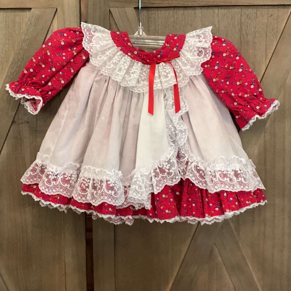 Vintage MiniWorld Lace Floral Dress Raggedy Anne 3 months